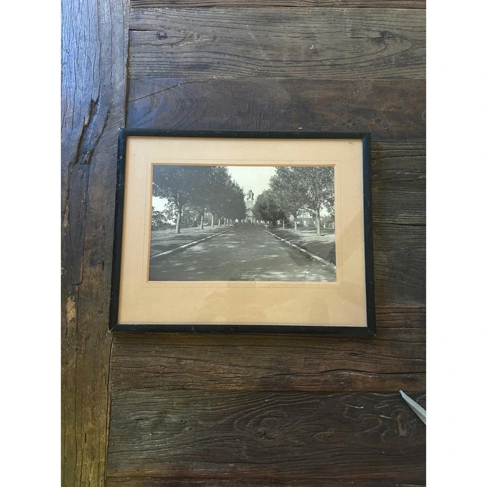 Vintage Black White Architectural Photograph Framed Historic Avenue Wall Art - Picture 2 of 8
